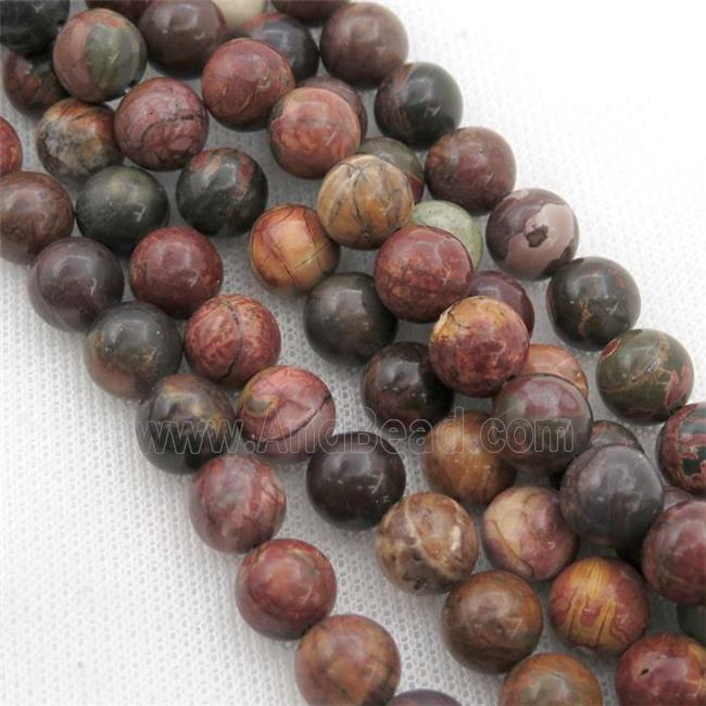 round natural Picasso jasper bead, multicolor