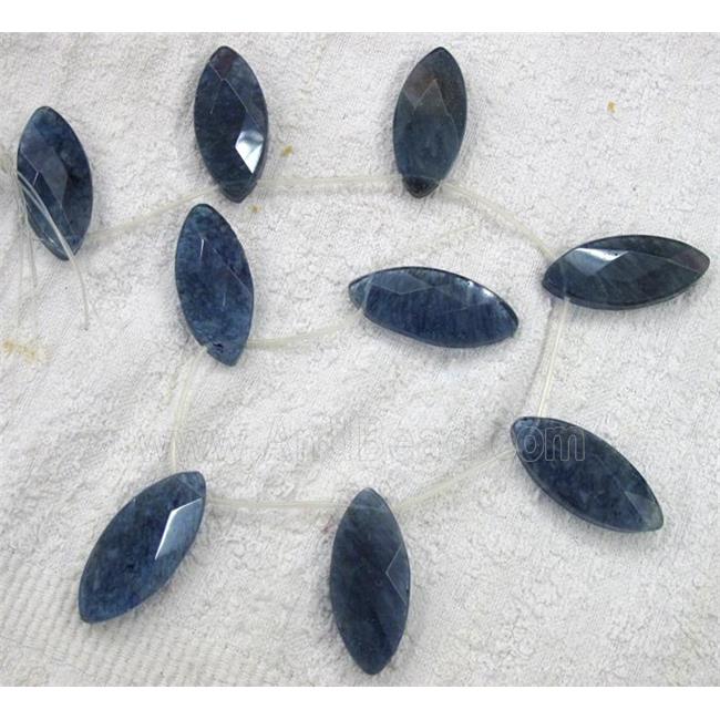 watermelon quartz bead, faceted flat-oval, blue
