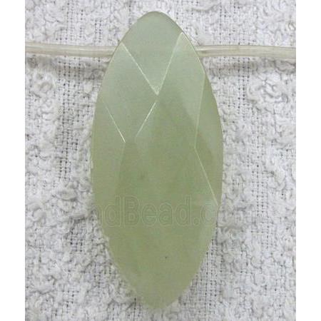 Chinese Jade bead, faceted flat-oval