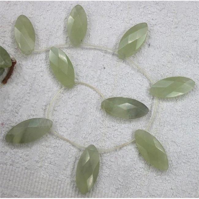 Chinese Jade bead, faceted flat-oval