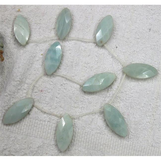 Amazonite bead, faceted flat-oval