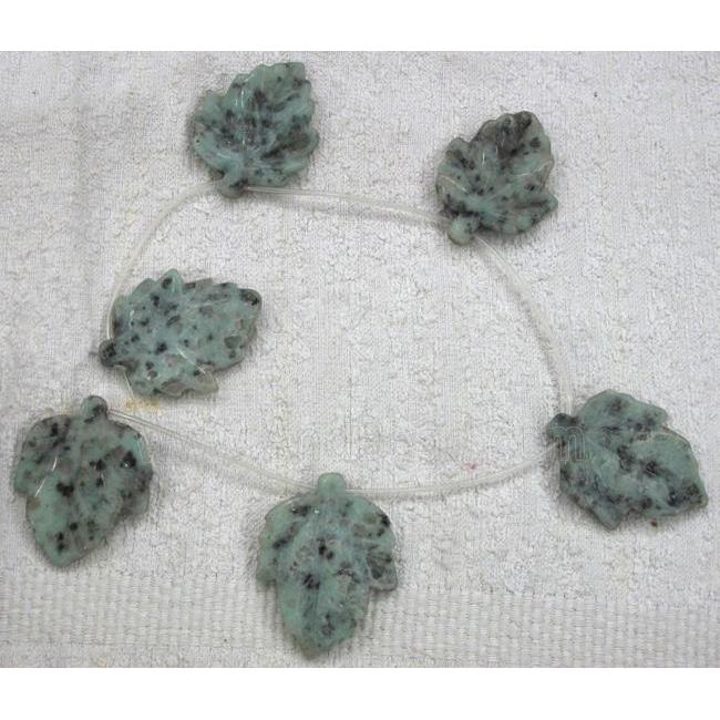 green jasper pendant, leaf