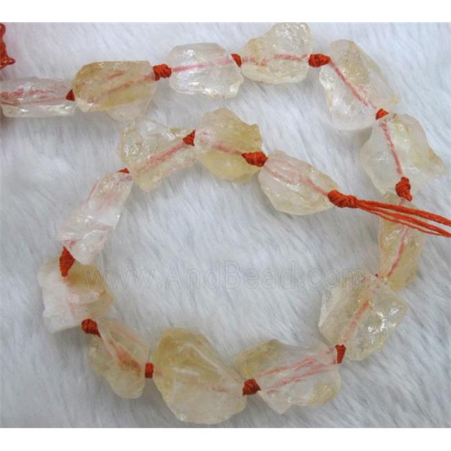 yellow Citrine beads, freeform nugget, rough