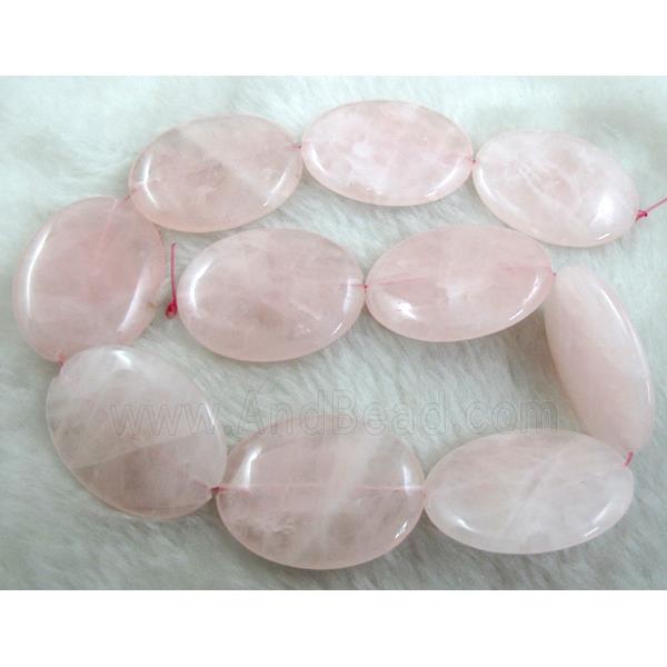 flat oval Rose Quartz Beads