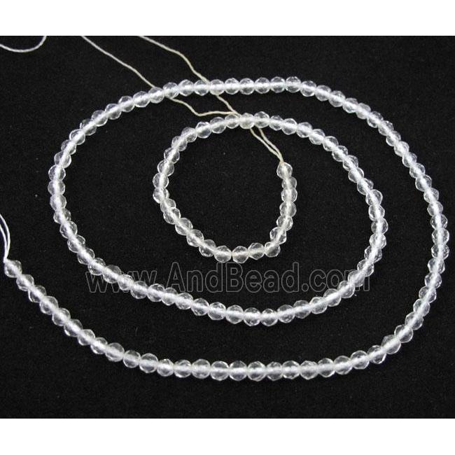 natural clear quartz beads, tiny, faceted round