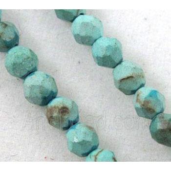 blue turquoise beads, tiny, faceted round