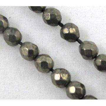 Pyrite beads, faceted round