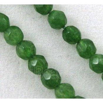 jade beads, tiny, faceted round, green