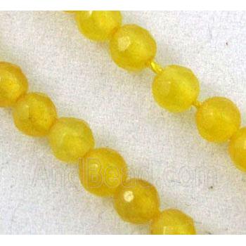 jade bead, tiny, faceted round, yellow