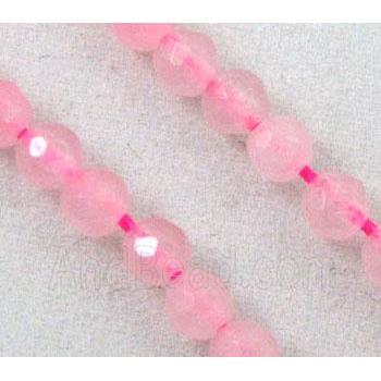 pink jade beads, tiny, faceted round