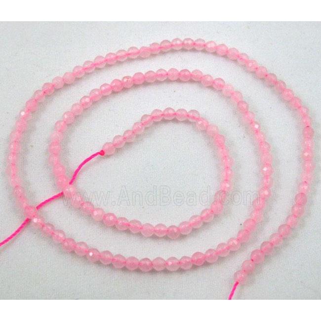 pink jade beads, tiny, faceted round