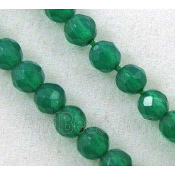 Green Agate Beads, tiny, faceted round