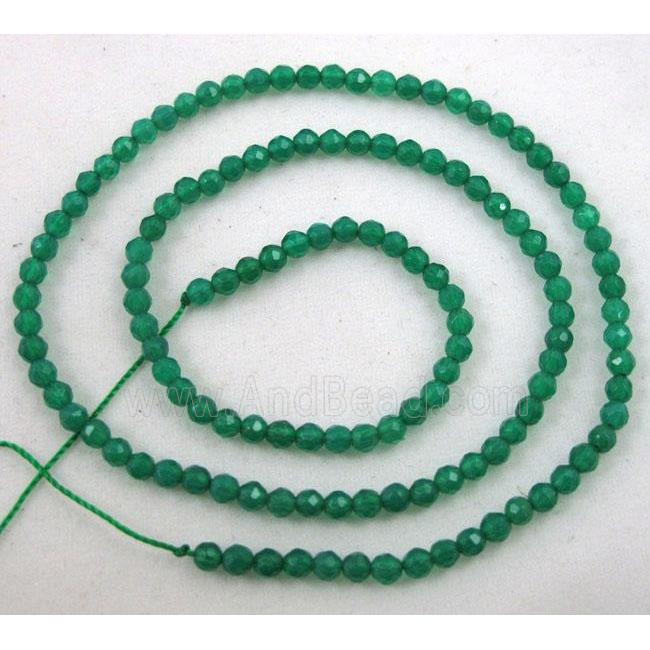 Green Agate Beads, tiny, faceted round
