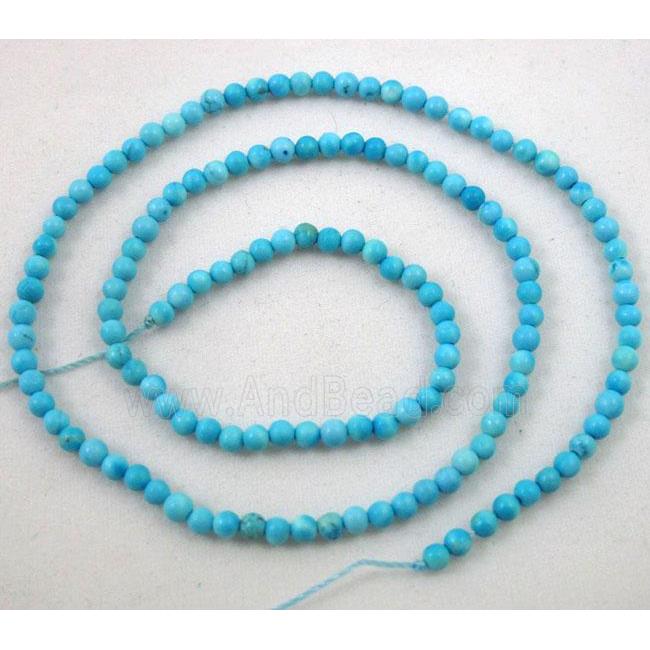 turquoise bead, tiny, round, blue
