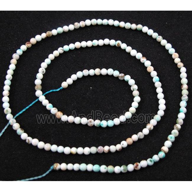 turquoise beads, tiny, round, white