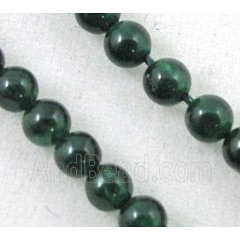 jade beads, tiny, round, deep green