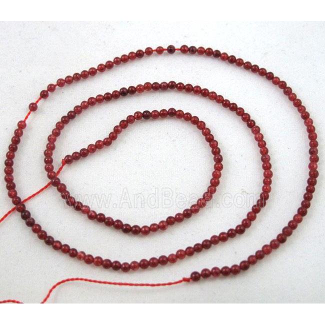 red jade beads, tiny, round