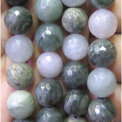 faceted round green Actinolite beads
