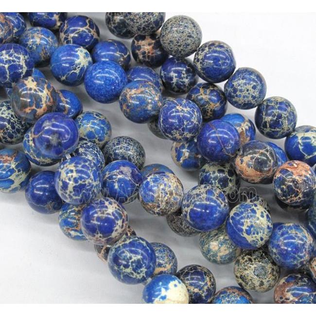 Sea Sediment Jasper beads, blue, round