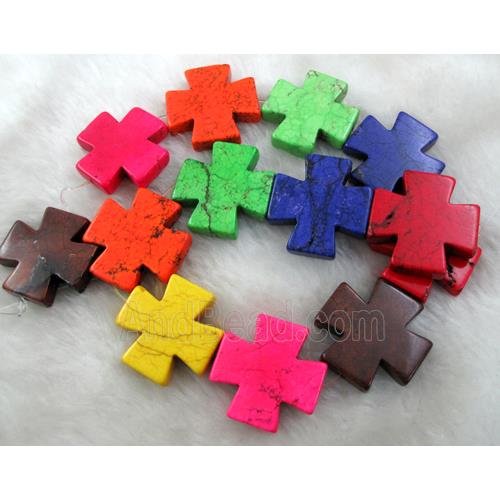 Dye Turquoise Cross Beads
