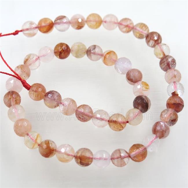 red Iron-Quartz beads Ferruginous faceted round