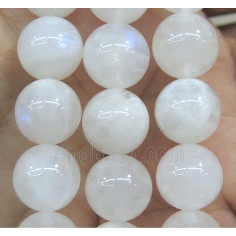 rainbow MoonStone beads, round, white, AAAA-grade