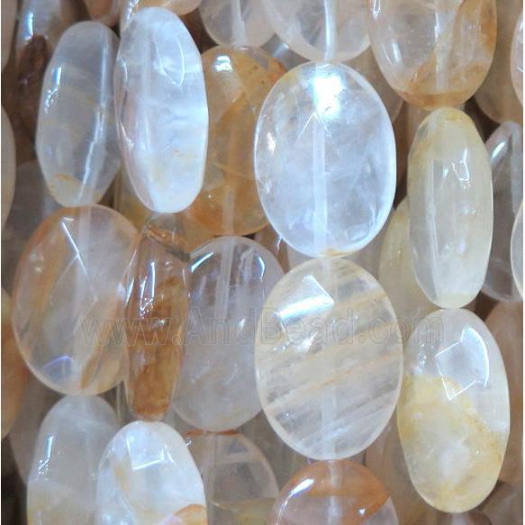 yellow Iron-Quartz Beads, faceted oval
