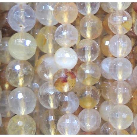 Yellow Iron-Quartz beads, faceted round