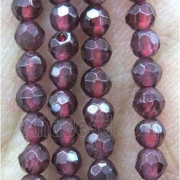 Red Garnet Beads, tiny, faceted round