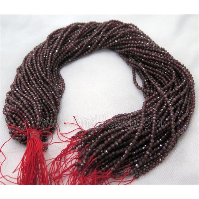 Red Garnet Beads, tiny, faceted round