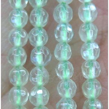 tiny Prehnite Beads, green, faceted round