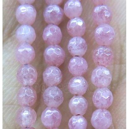Strawberry Quartz Beads, pink, faceted round
