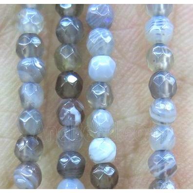 natural gray Botswana Agate Beads, faceted round, tiny