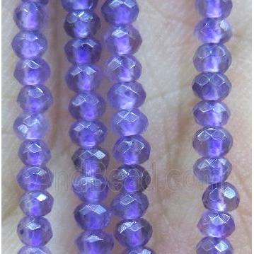 tiny Amethyst bead, faceted rondelle, purple