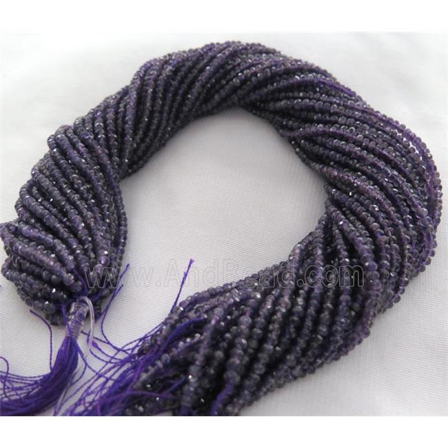 tiny amethyst bead, faceted rondelle, purple