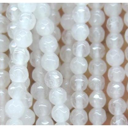 White Agate Beads, faceted round