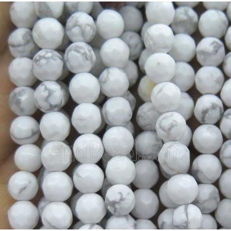 tiny Turquoise beads, white, faceted round