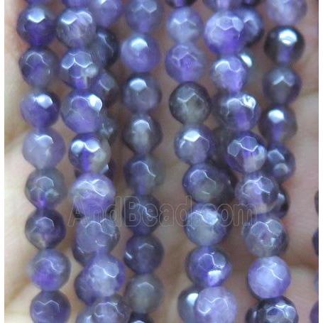 tiny purple Chalcedony bead, faceted round
