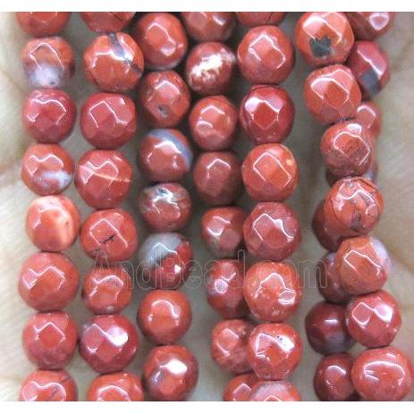 red jasper beads, faceted round