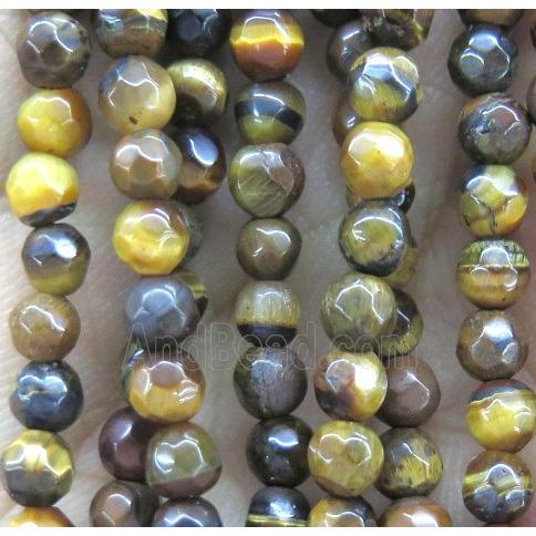tiny tiger eye stone beads, faceted round