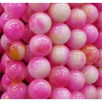 round Irisated Jade beds, hotpink