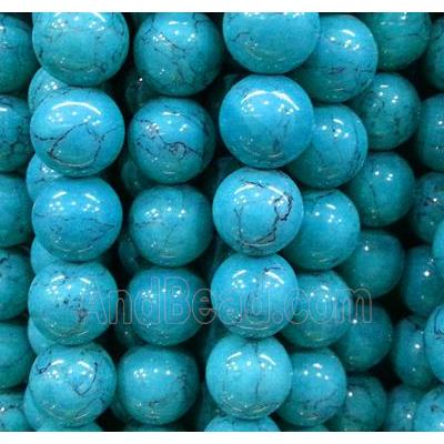 round blue turquiose beads, synthetic