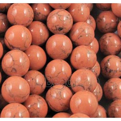 round turquiose beads, orange, synthetic