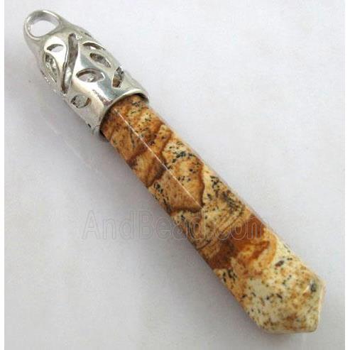 yellow Picture Jasper pendant, stick, point
