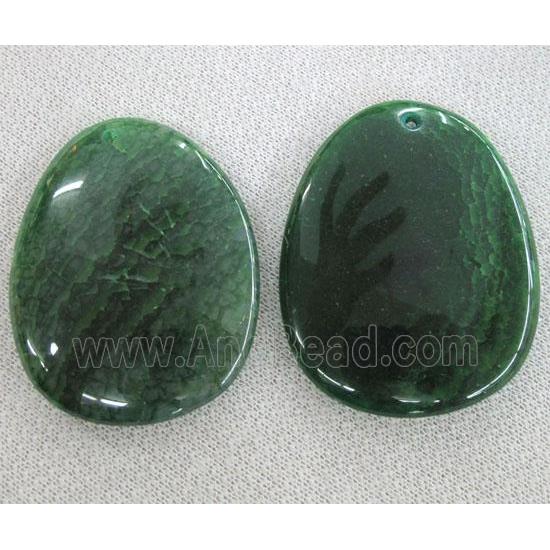 Natural agate stone pendant, slice, green