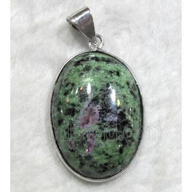 Ruby Zoisite pendant, oval cabochon