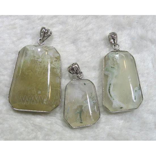 moss agate pendant, freeform, mixed
