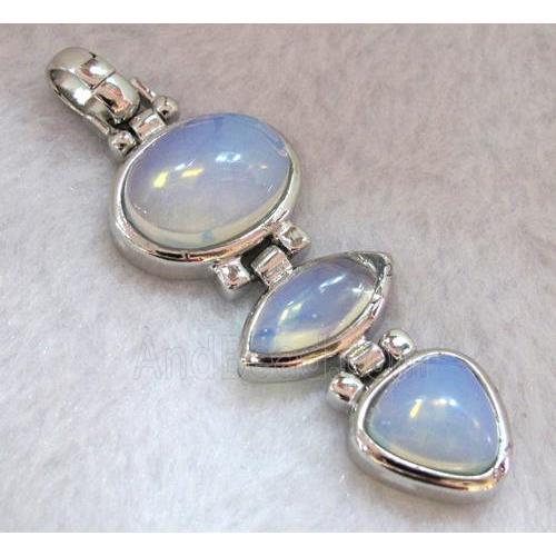 opalite pendant, platinum plated