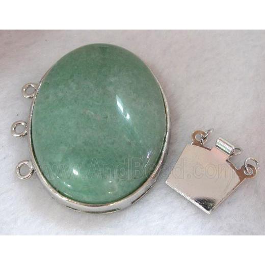 Green Aventurine connector for necklace, bracelet, platinum plated