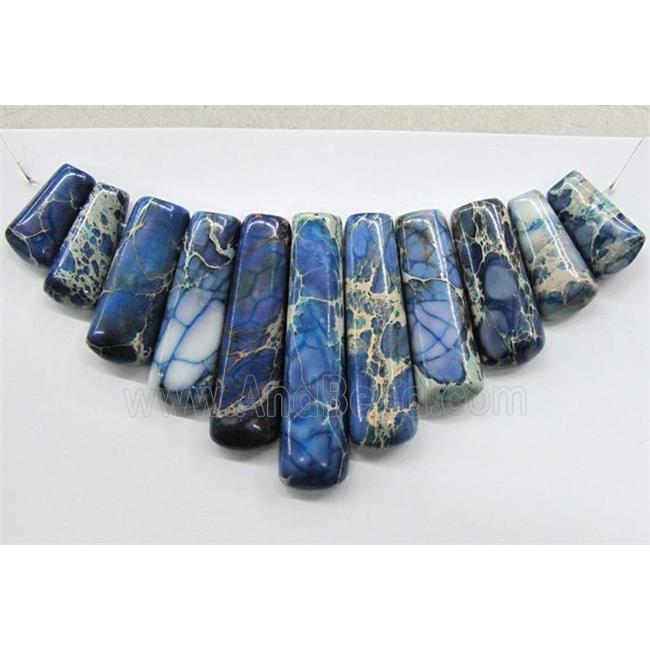 Blue Imperial Jasper Stick Pendant For Necklace